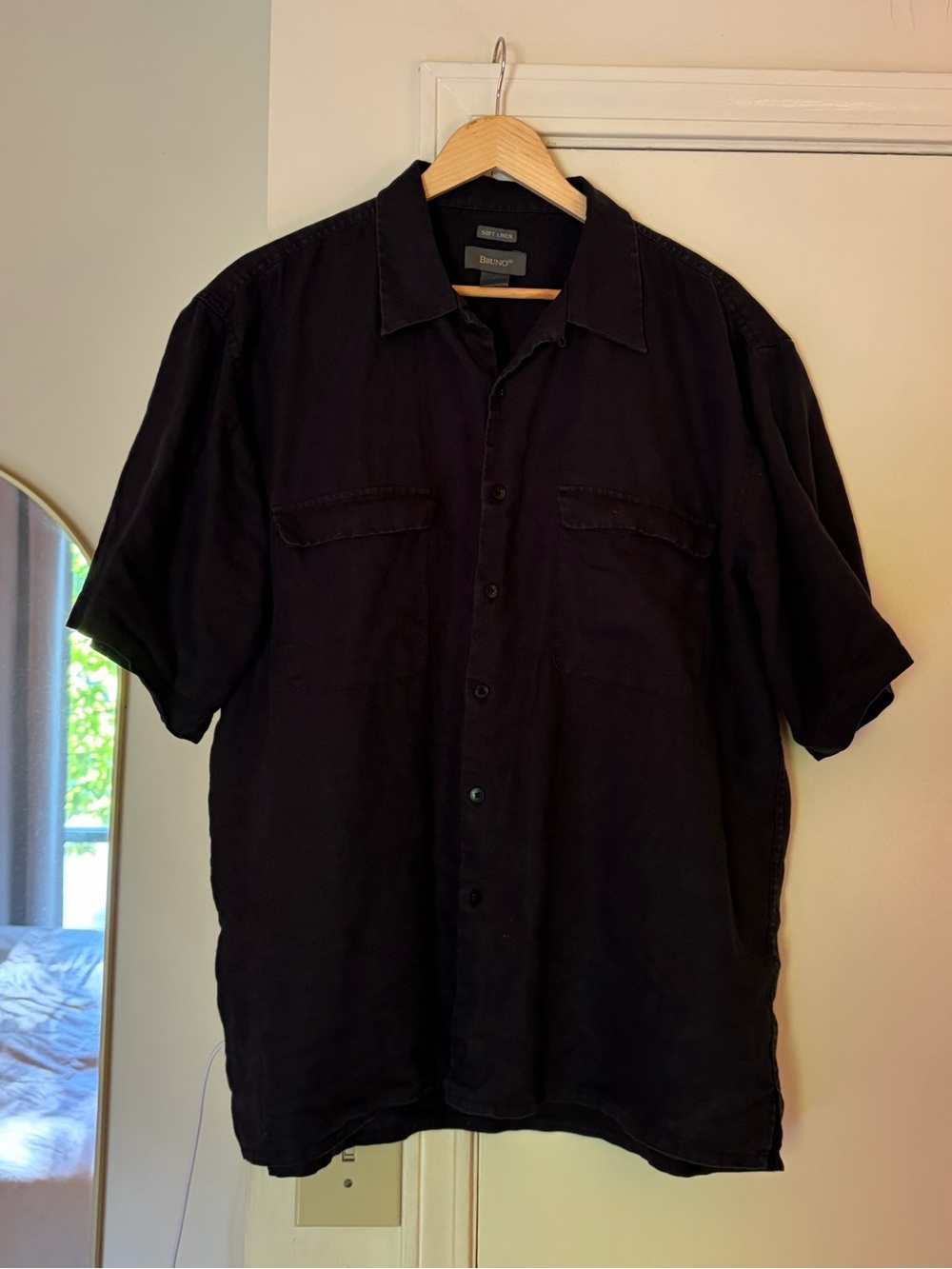 100% Linen Black button down shirt